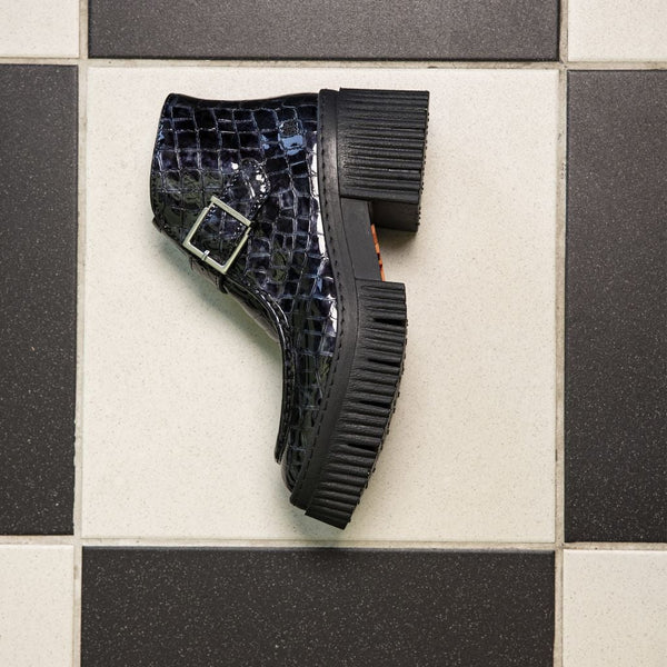 ART York Boot Buckle Shiny Croco Dark Grey