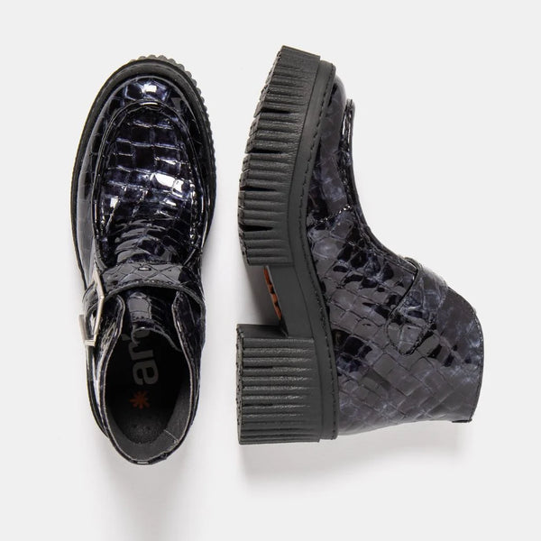 ART York Boot Buckle Shiny Croco Dark Grey