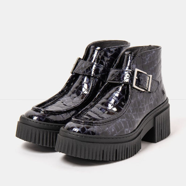 ART York Boot Buckle Shiny Croco Dark Grey