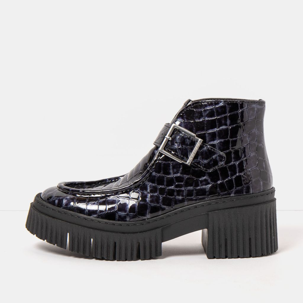 ART York Boot Buckle Shiny Croco Dark Grey