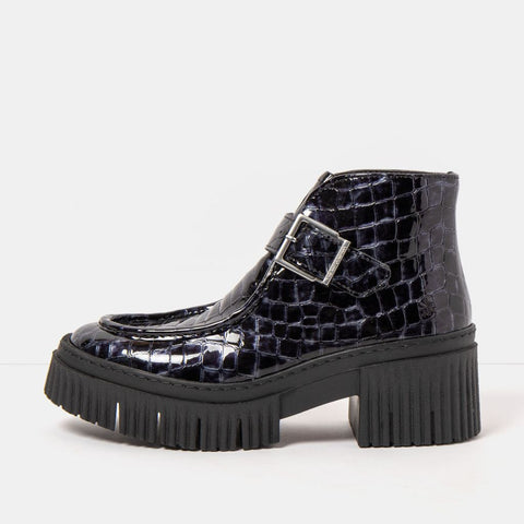 ART York Boot Buckle Shiny Croco Dark Grey