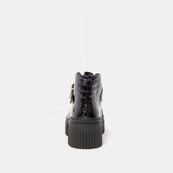 ART York Boot Buckle Shiny Croco Dark Grey