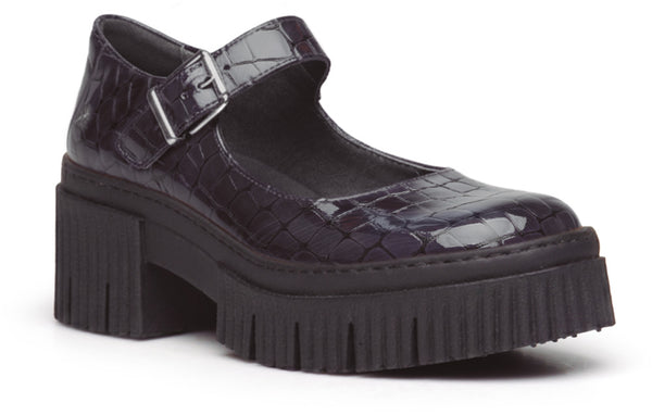 ART York Mary-Jane Shiny Croco Dark Grey