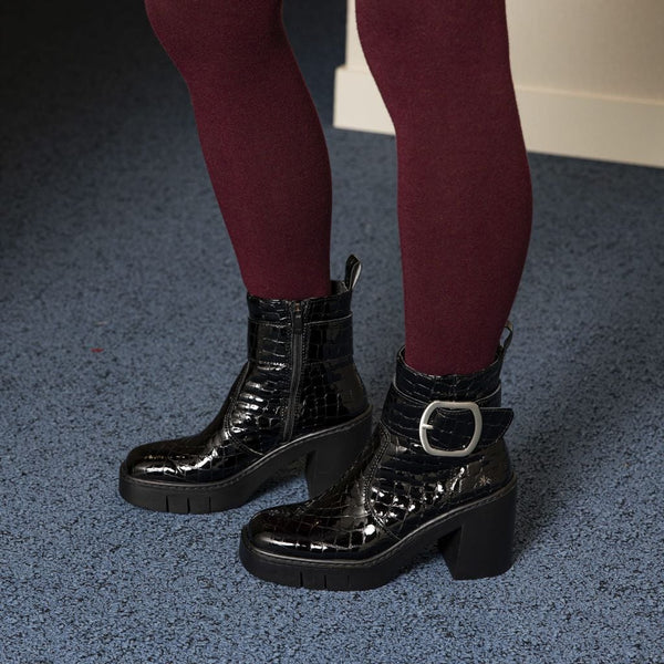 ART Berna Boot Buckle Shiny Croco Black