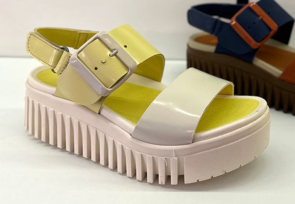 ART Brighton Buckle Sandal Multi Pale Yellow-Cream