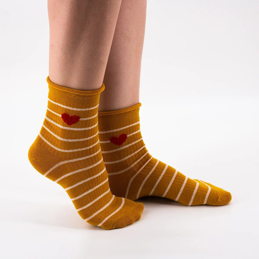 AMOUREUX Socks Yellow/White