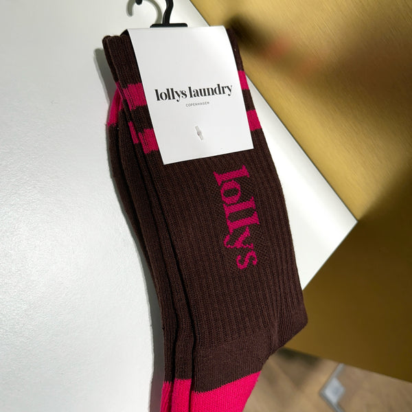 LOLLY'S LAUNDRY Hill Socks Brown-Fuchsia