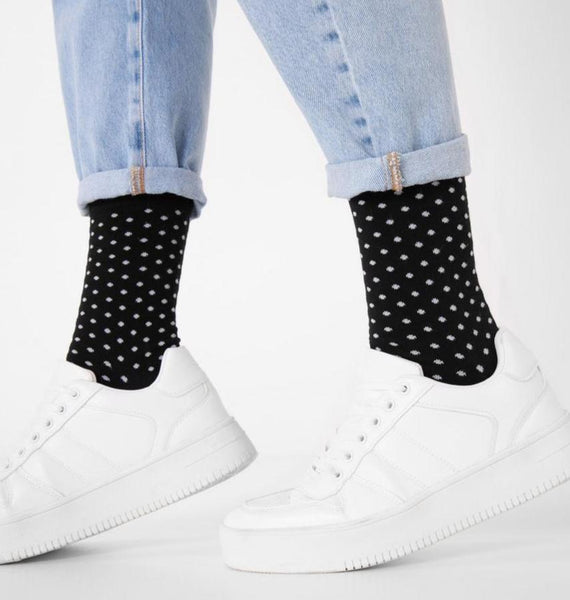 NATURAL VIBES Dotted Socks Black/White