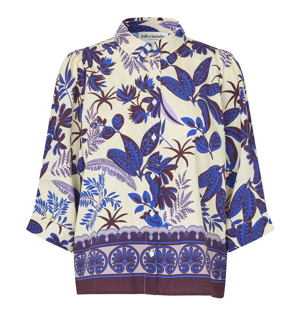 LOLLY'S LAUNDRY Bono Shirt Blue/Purple Flowers