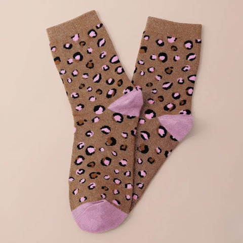 LÉOPARD Socks Brown/Rose